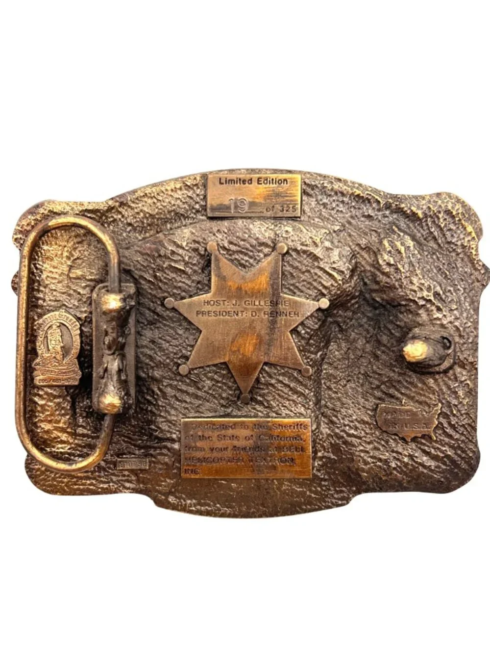 1992 Ventura County CSSA Sheriff Limited Edition Belt Buckle Bell Helicopter USA